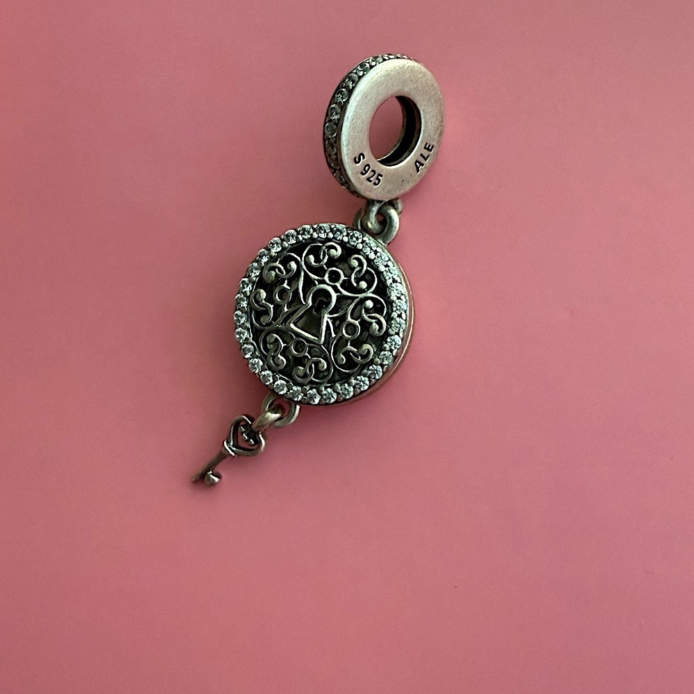 Silver Heart Key Charm